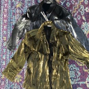 2 Shiny Button Blouses